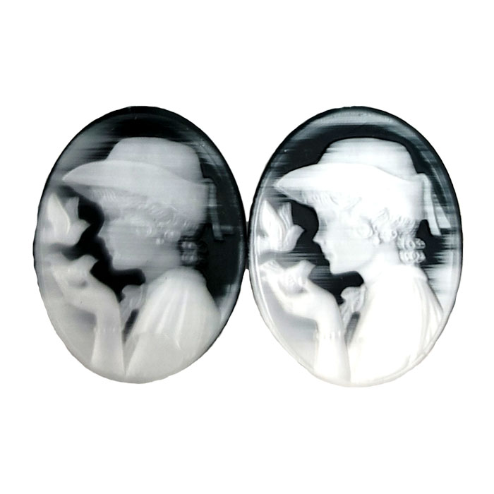 27X35MM WOMAN WITH BIRD CAMEO CAT'S EYE BLACK